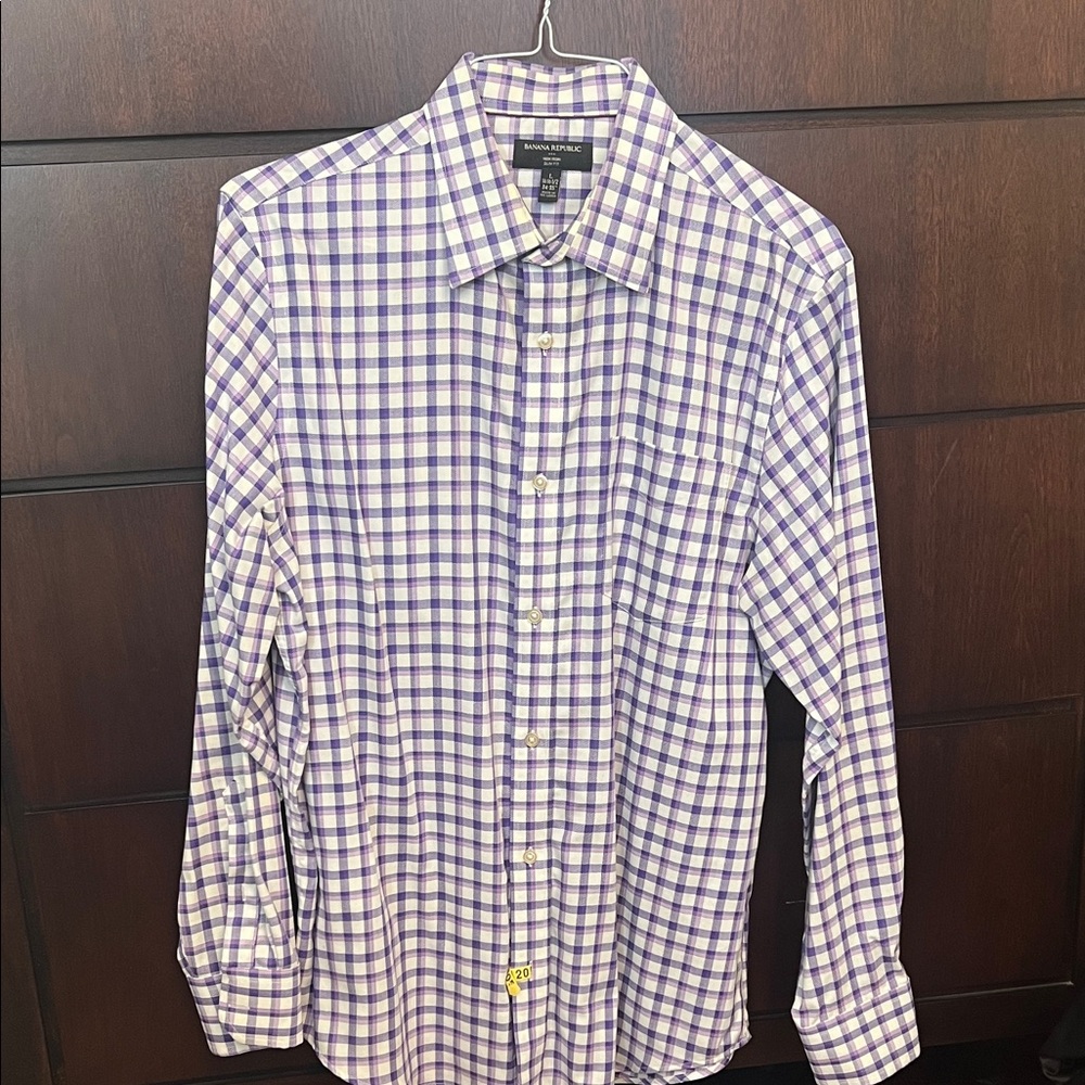 Banana Republic Purple and White Plaid Shirt